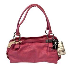 B Makowsky HIbiscus Silver Tone Oslo Medium Satchel w/Dust Bag NWT MSRP 248 FLAW